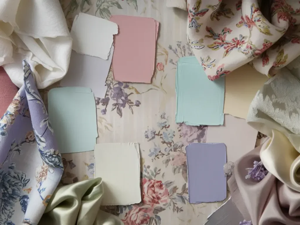  A color palette mood board showing shabby chic colors