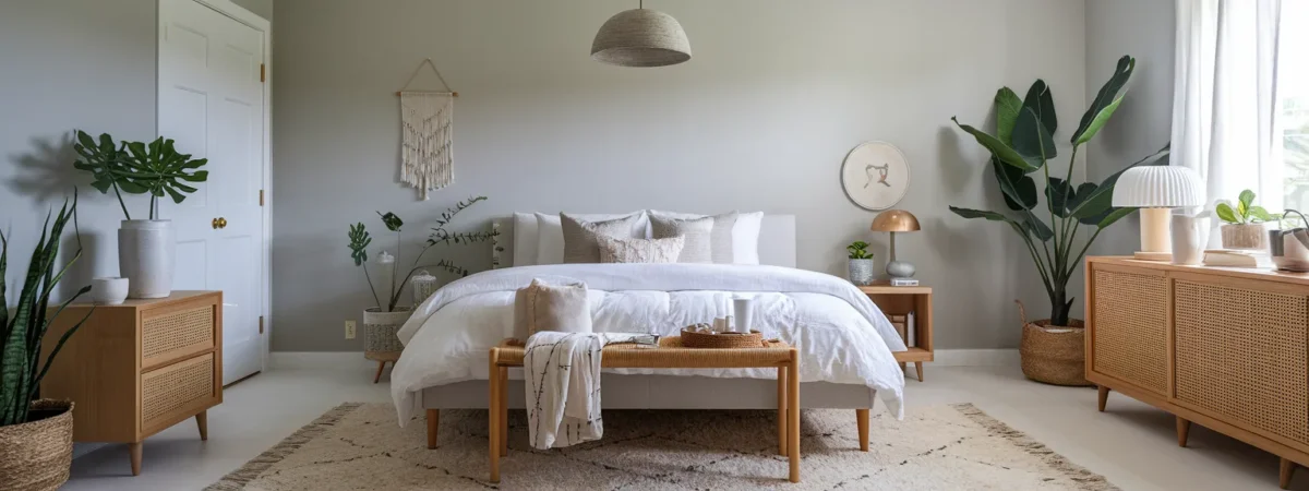 Bedroom with soft-textured rug underfoot