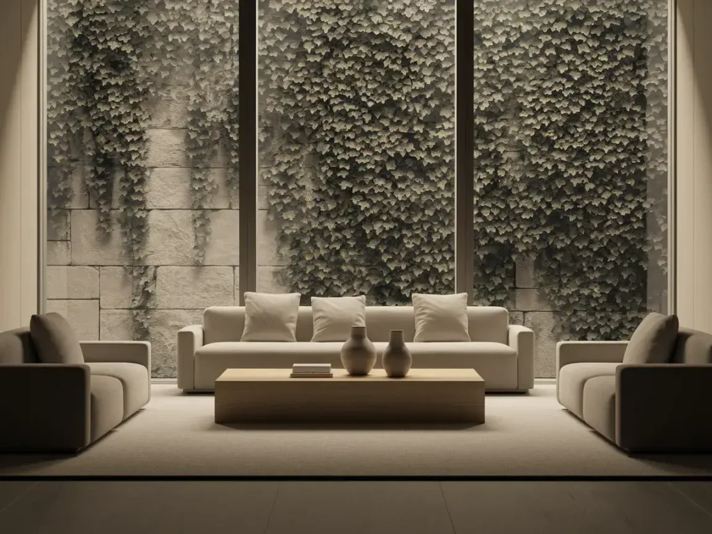 Black and white living room with light wood