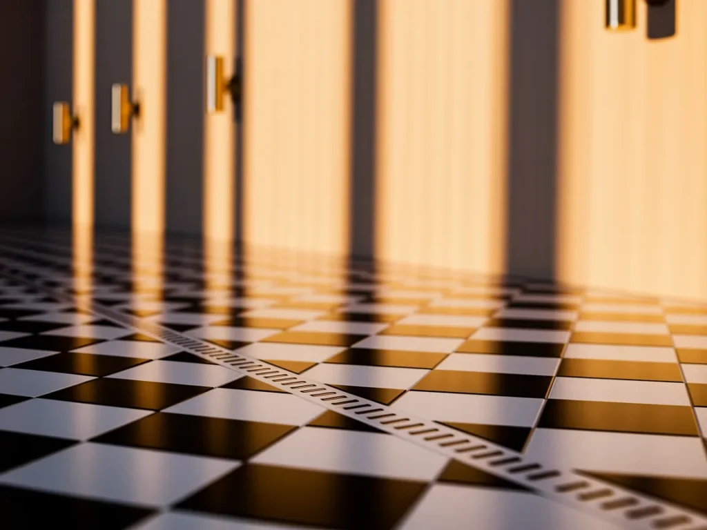 Checkerboard vinyl flooring with clean border trim edge