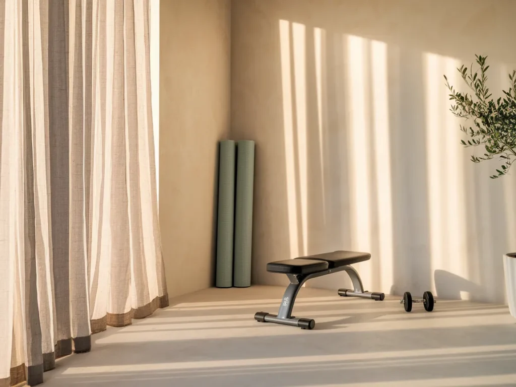 Compact home gym with foldable