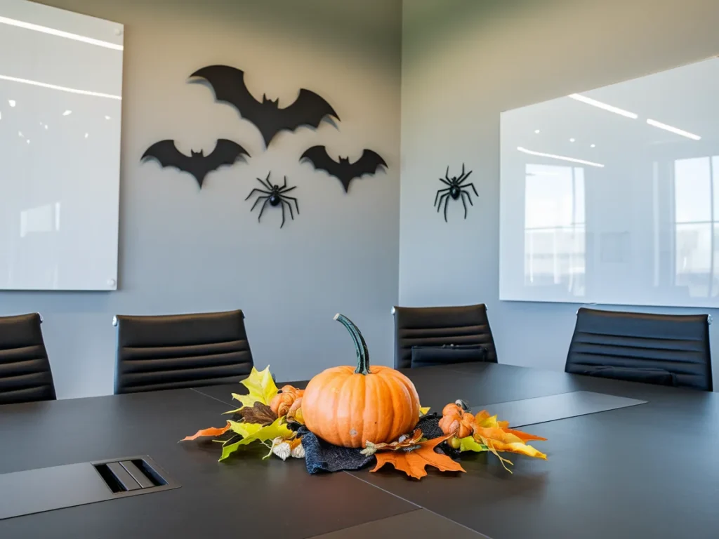 Conference room with minimal Halloween decor
