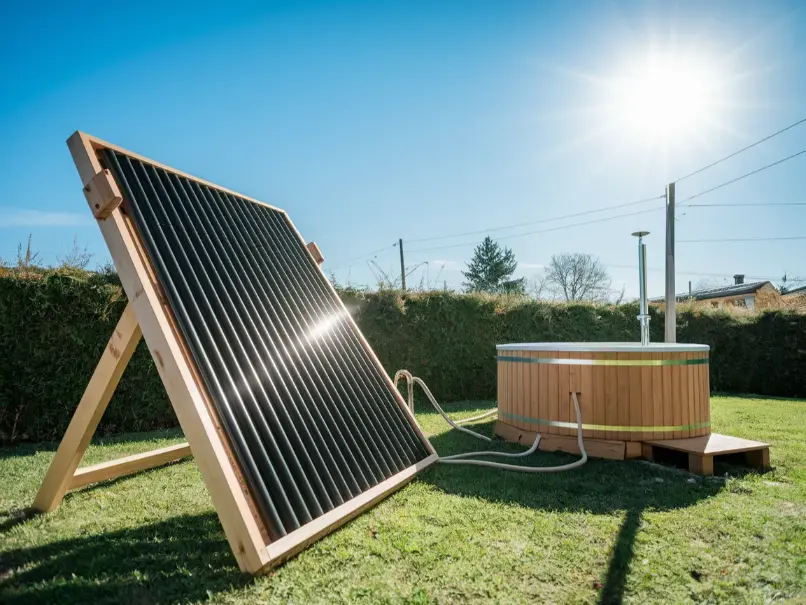 DIY solar water heating panel made of black tubing