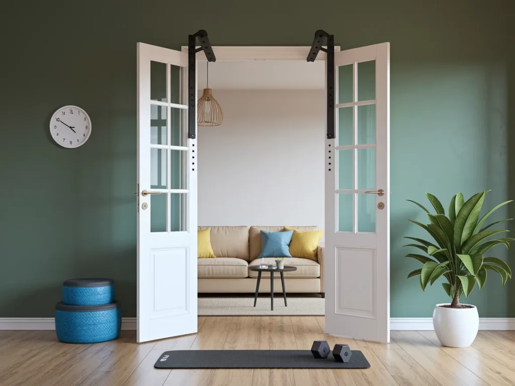 Door-frame pull-up bar installed in home mini 