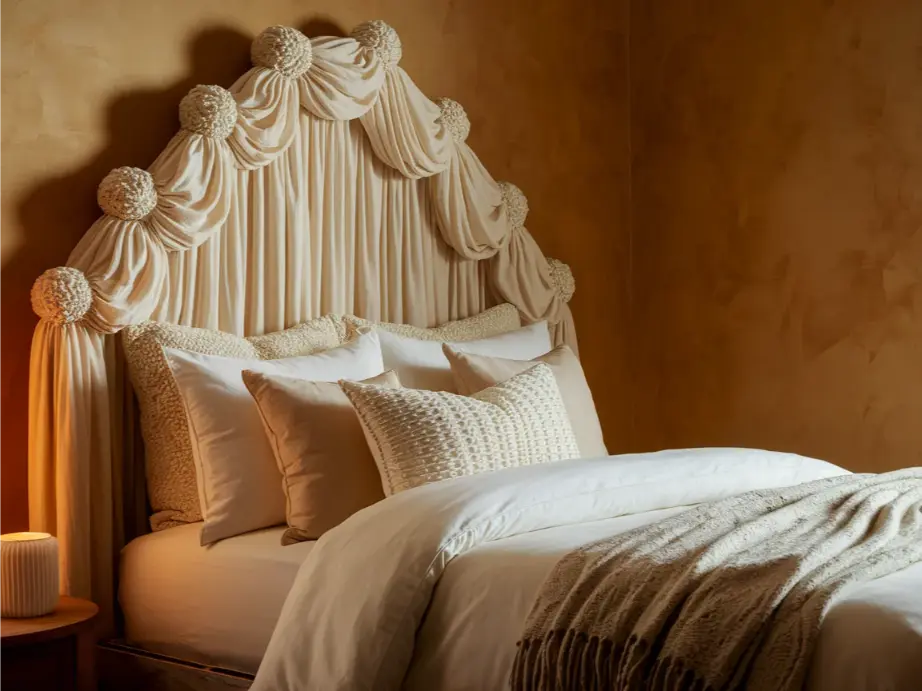 Dorm bed with headboard look using pillows