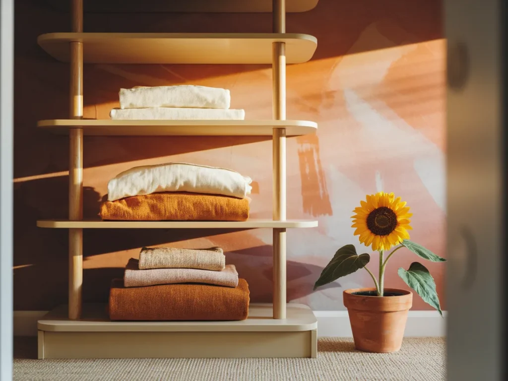 Dorm closet shelf with shelf risers