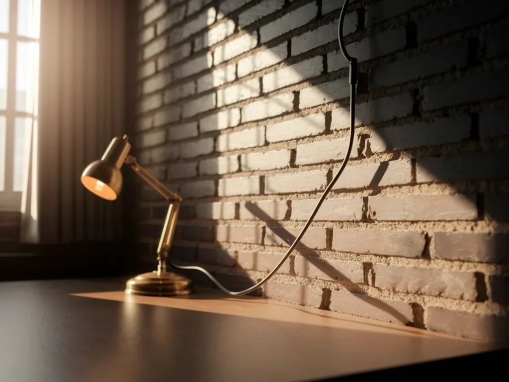 Dorm room corner with extension cord