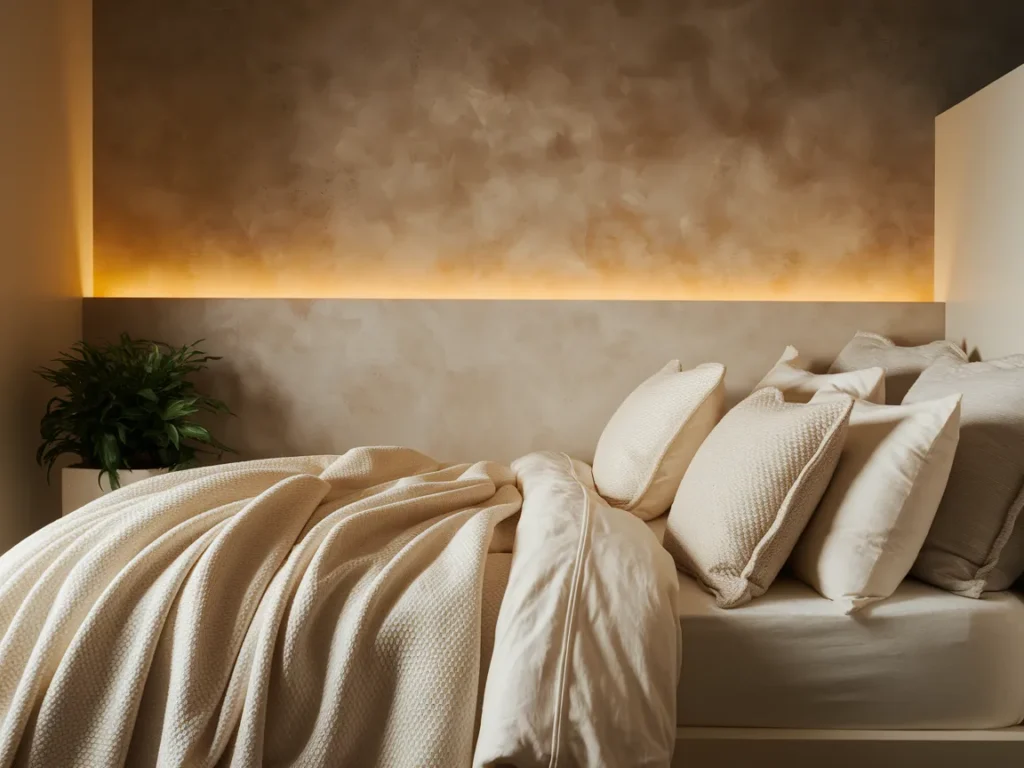 Dorm room with monochrome neutral layered 