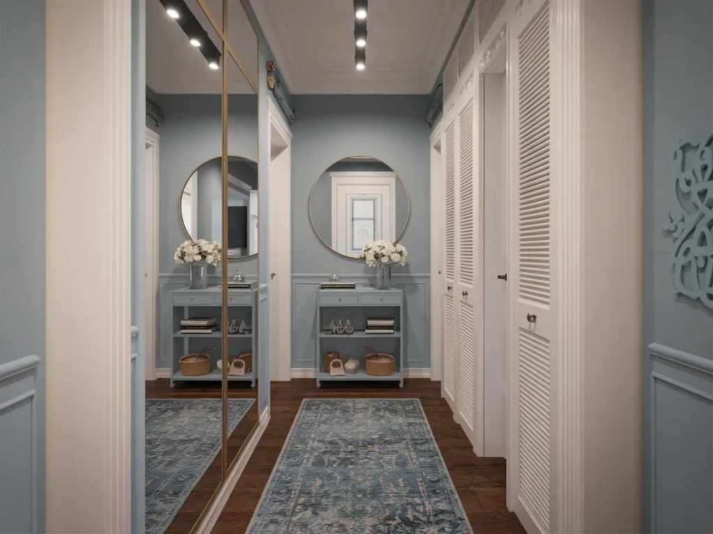 Entryway hallway showing mirror placement