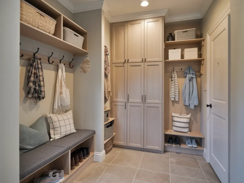 Entryway hallway with bench seating