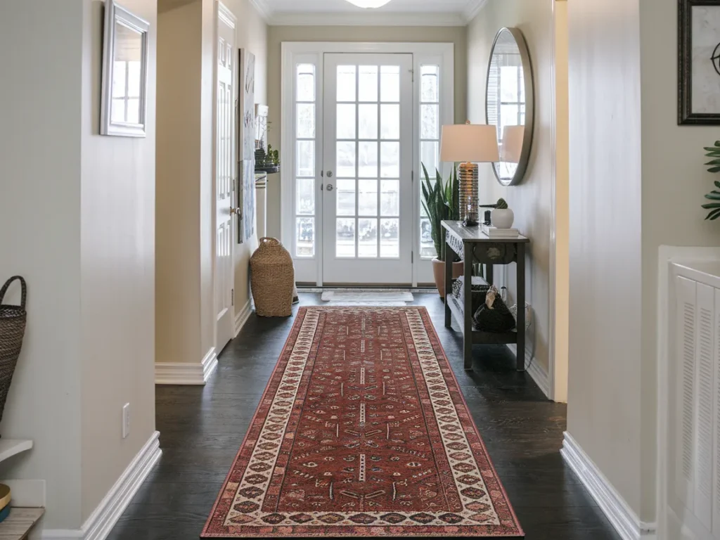 Entryway runner rug detail showing centered