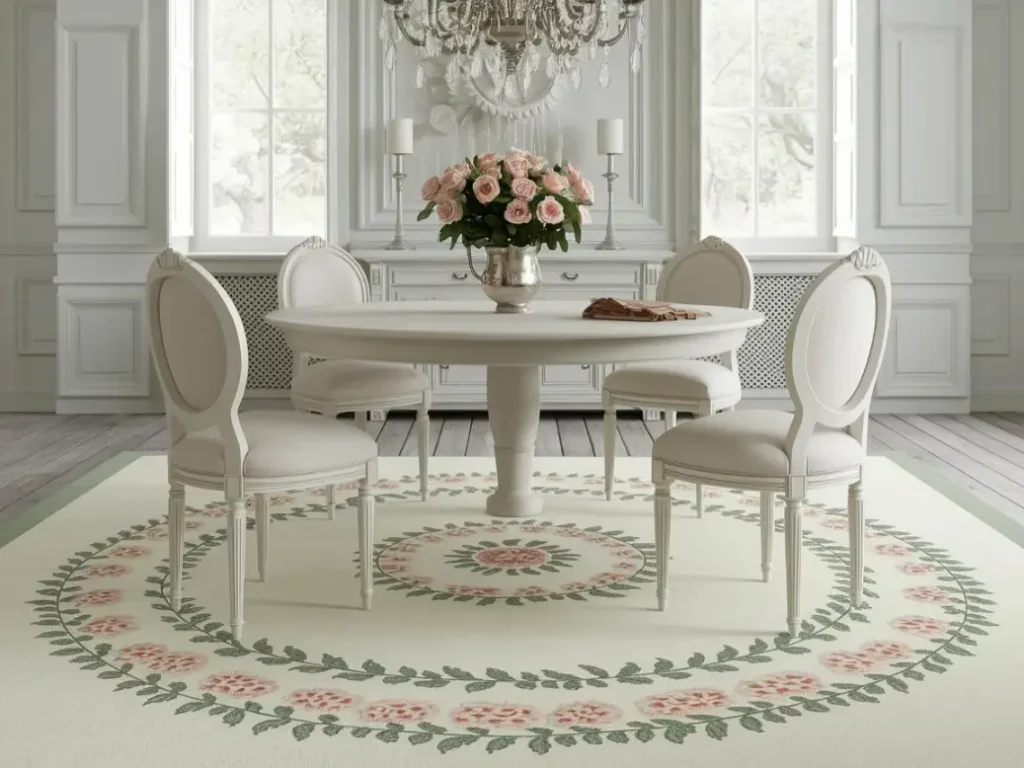 French Aubusson-style rug in soft ivory