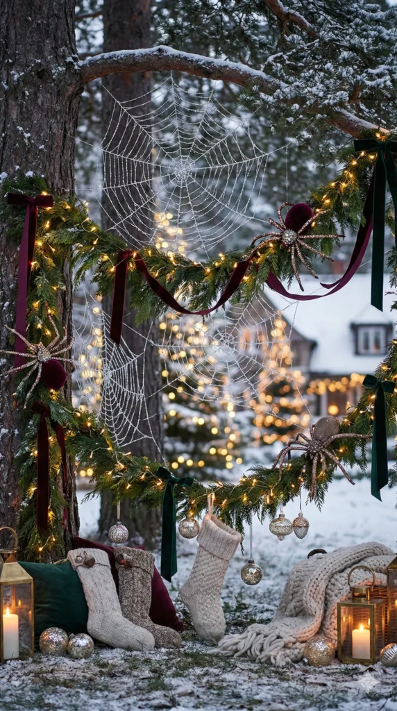 Giant Spiders Crawling Down Tree Trunks