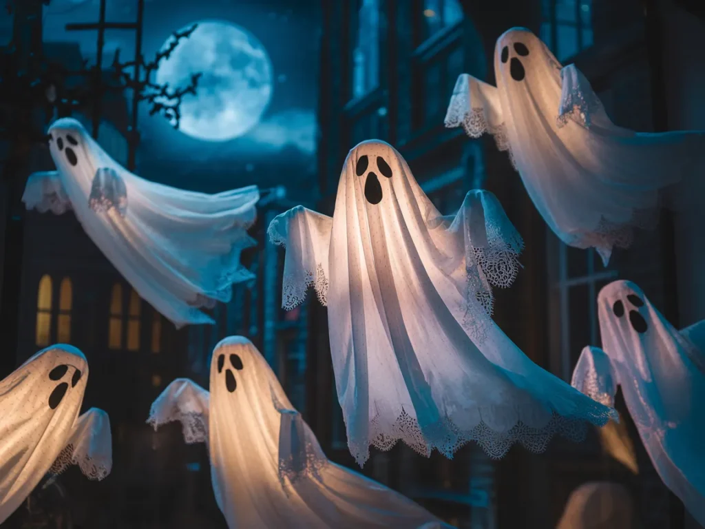 Halloween window with floating