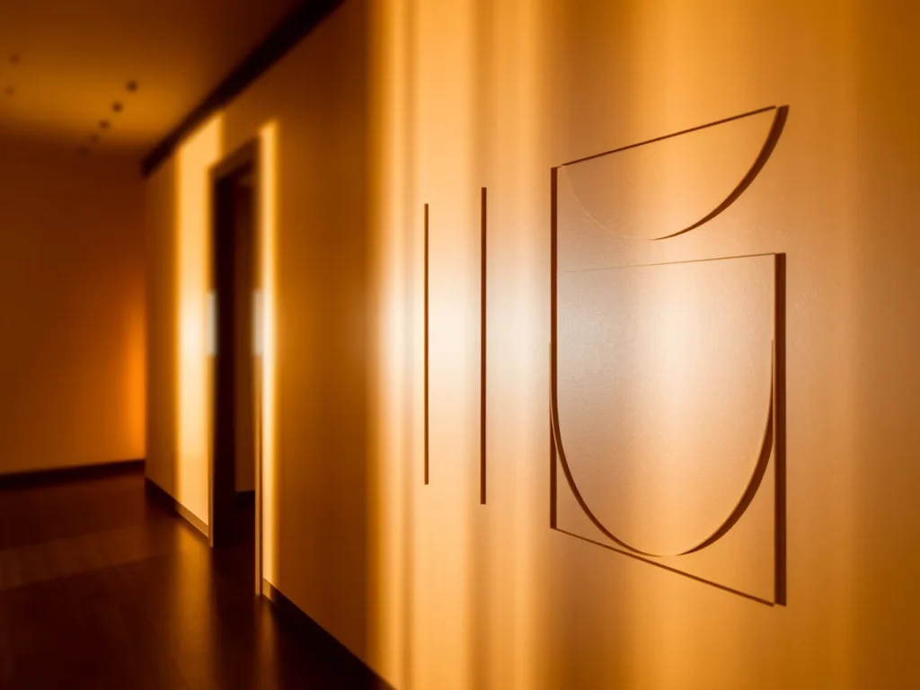 Hallway wall featuring minimal graphic art