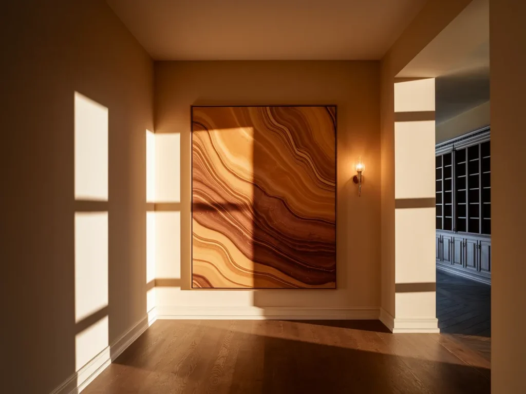 Hallway wall featuring one large framed