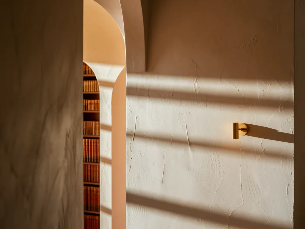 Hallway wall with subtle textured paint