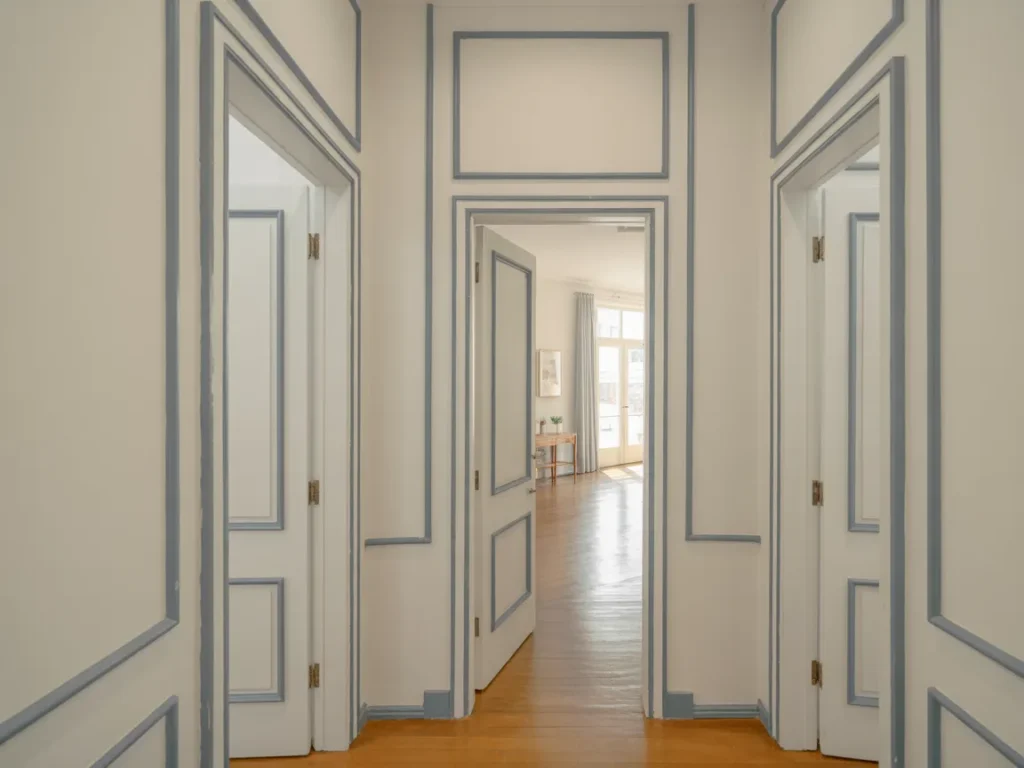 Hallway with highlighted door frames 