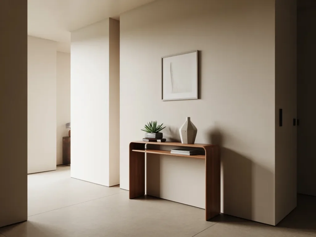 Hallway with slim console table against wall