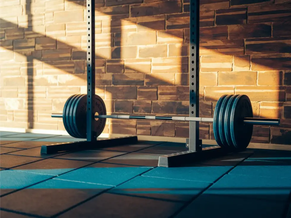 Heavy lifting home gym zone with thick stall mats