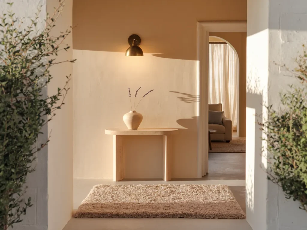 Home entrance with entry rug