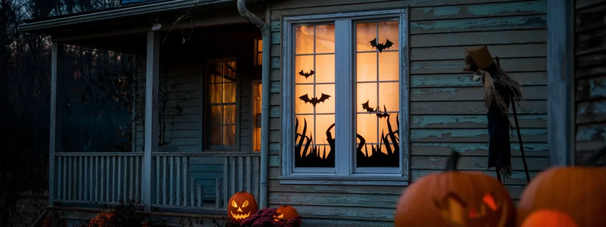  Interior view of spooky window silhouette decor