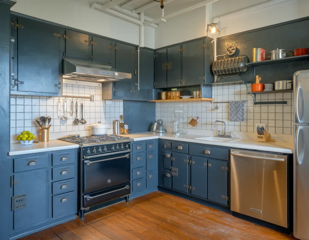 Kitchen with graphite-colored cabinets