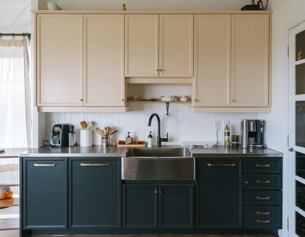 Kitchen with two-tone cabinets