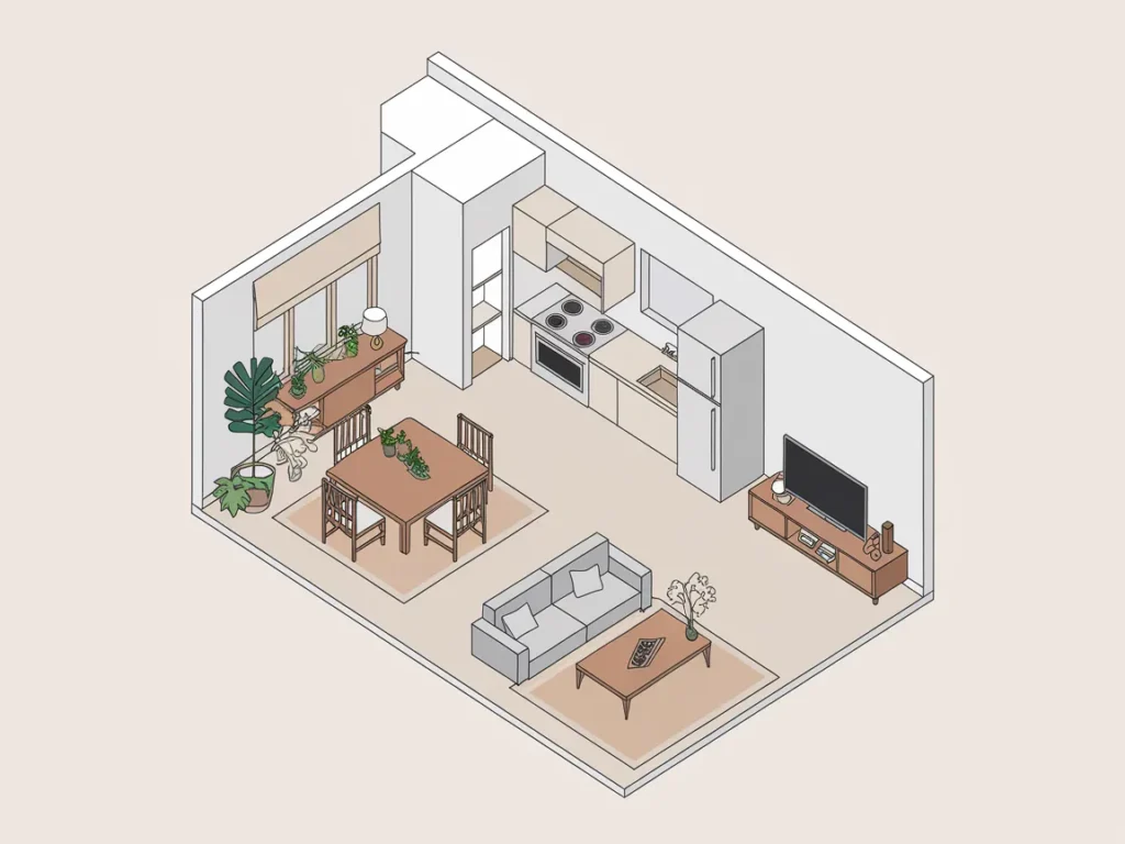 Layout drawing showing dining buffer
