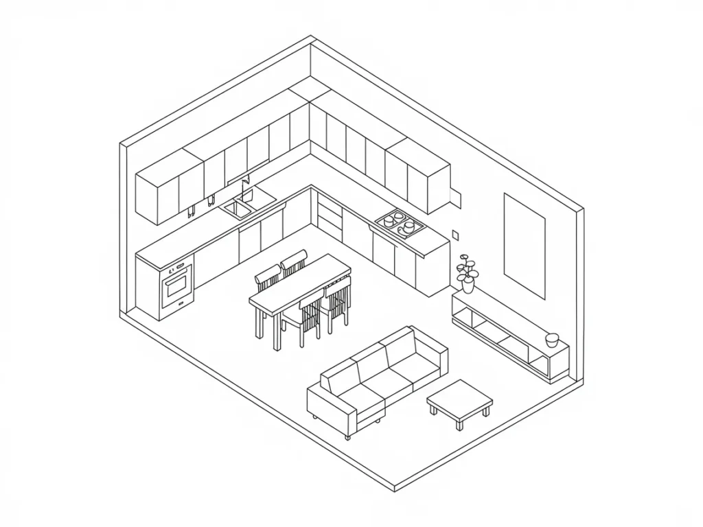Layout drawing showing preserved kitchen 
