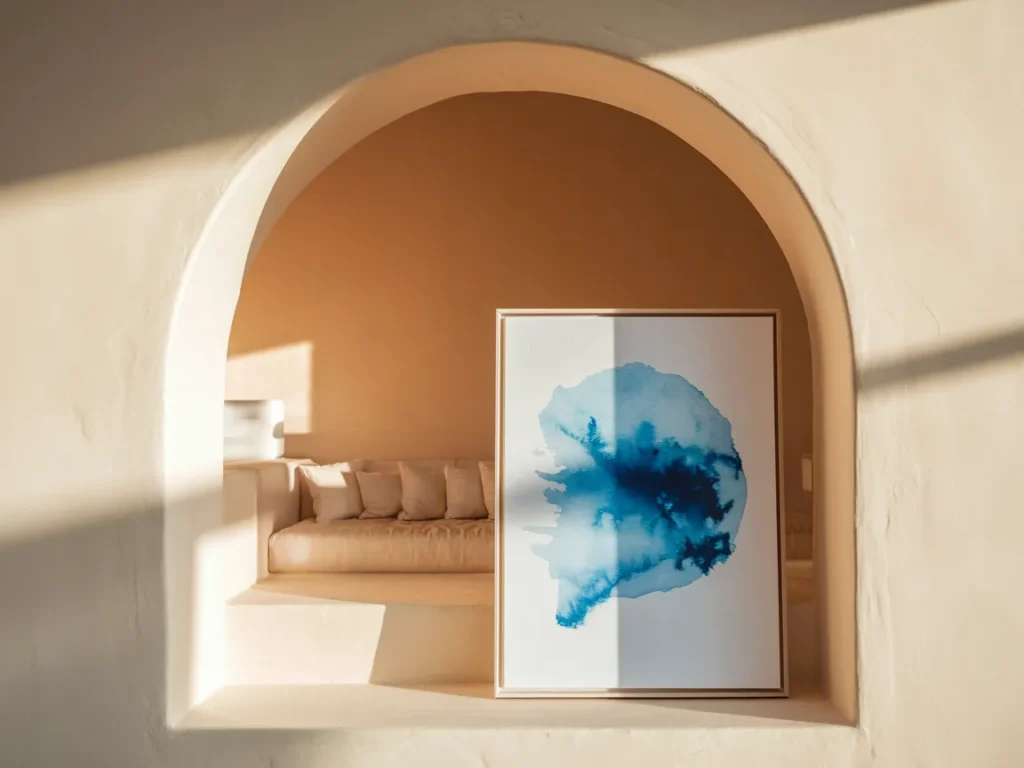  Living room featuring soft blue watercolor