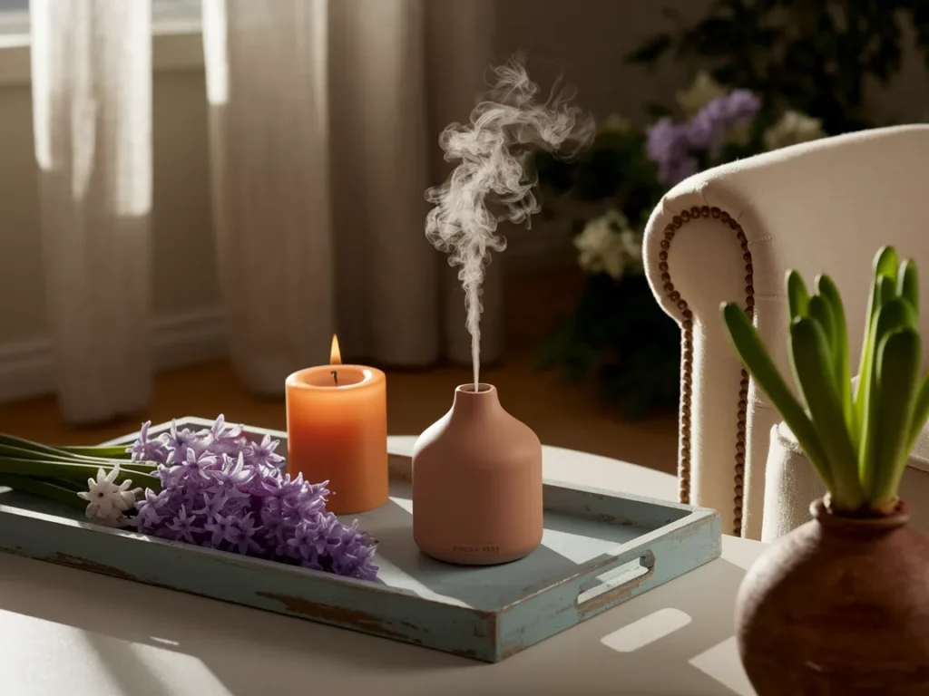 Living room spring scent corner with diffuser