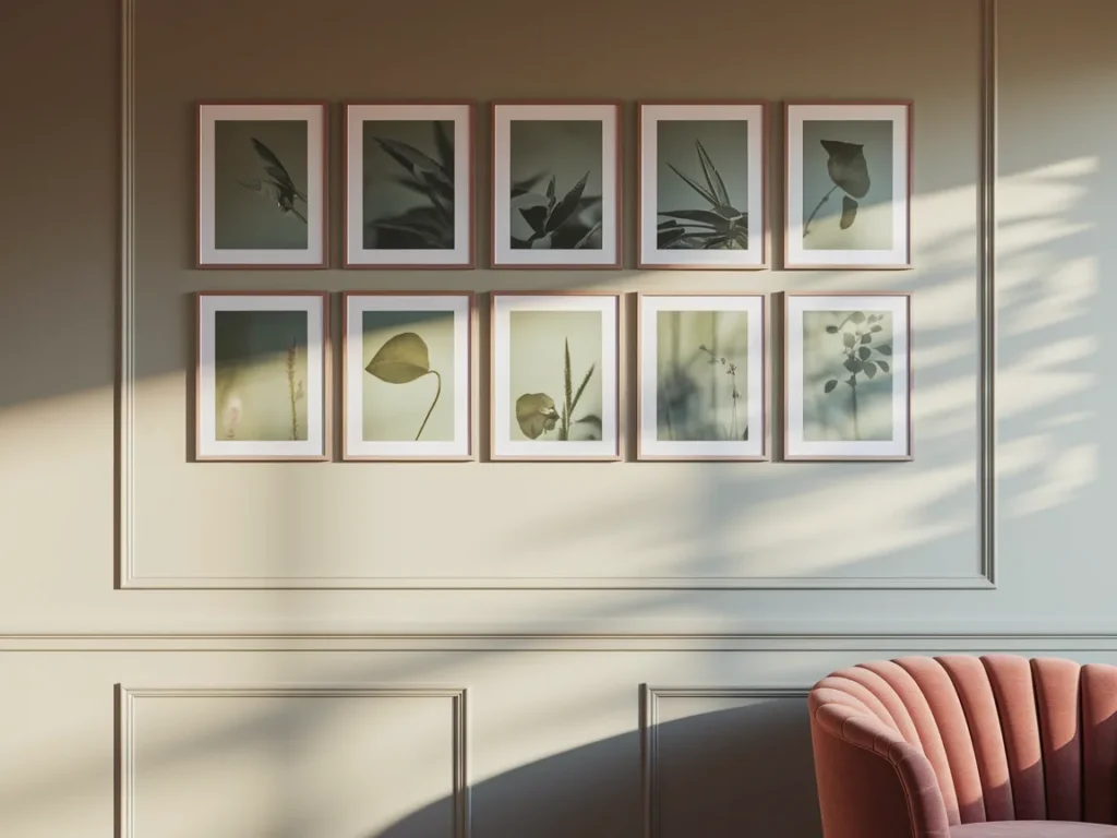  Living room wall with muted green