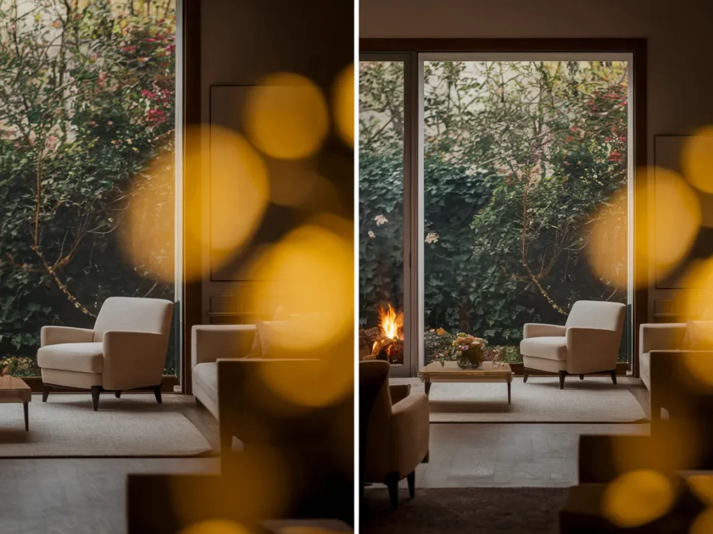 Living room with mixed light