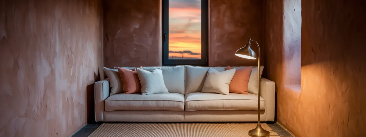 Low-profile fabric sofa