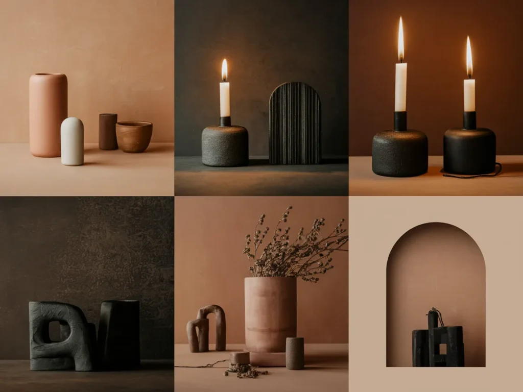 Moody dark tone mood board collage 