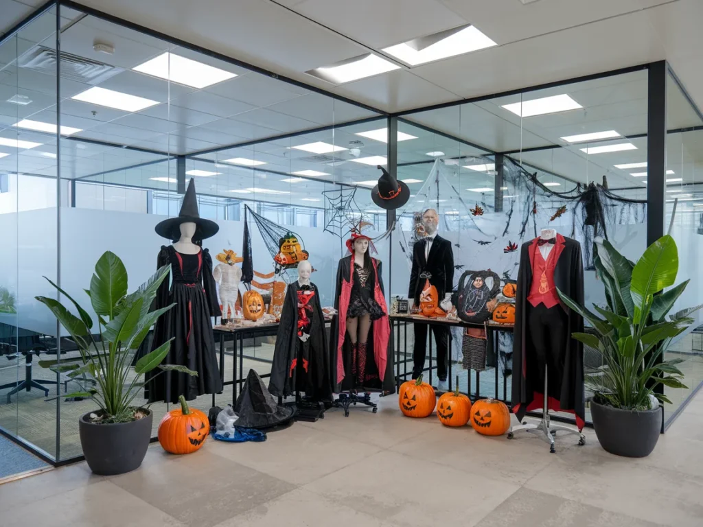 Office common area with Halloween