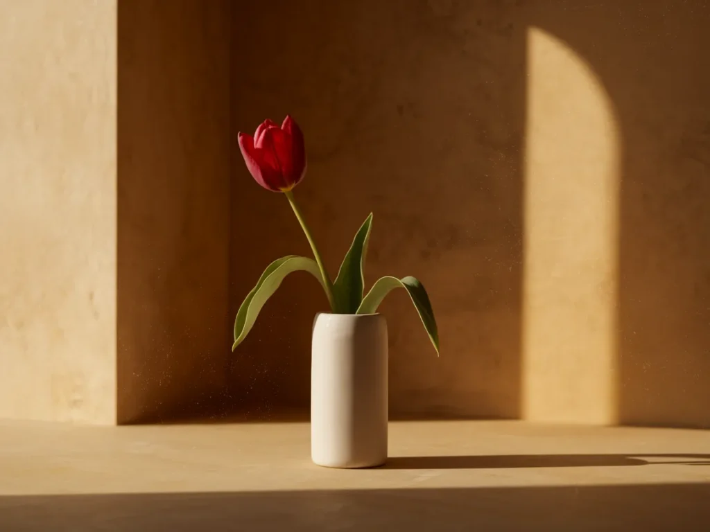 One-color tulip arrangement in simple vase