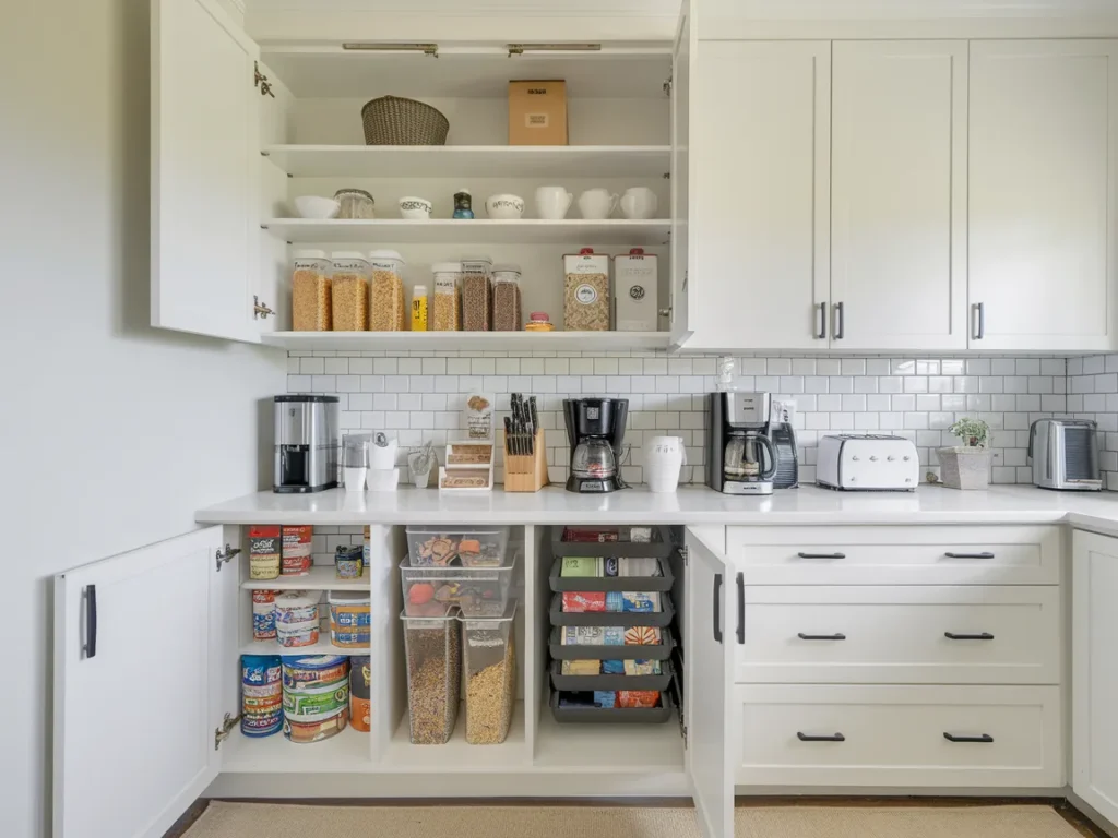Pantry breakfast station with cereal containers