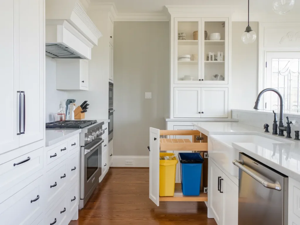 Pantry cabinet with hidden pull-out