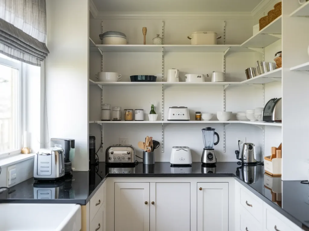 Pantry section storing small kitchen