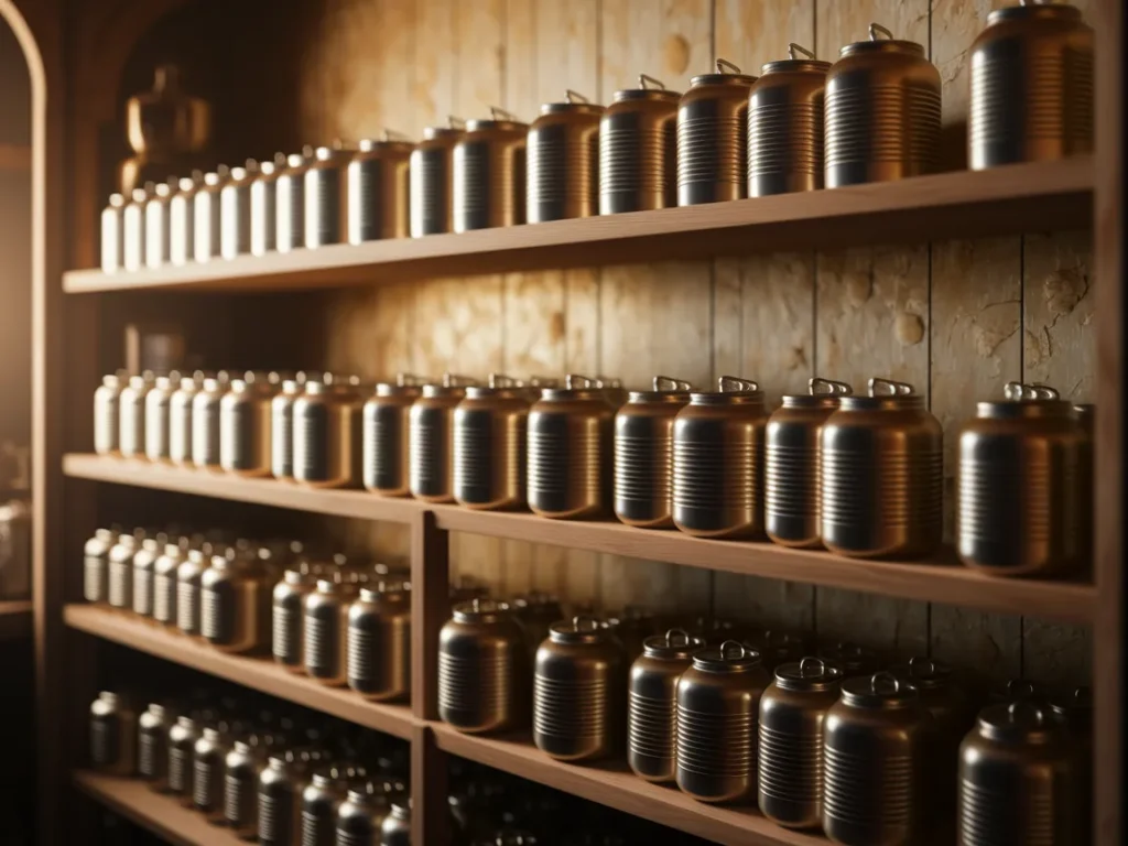  Pantry with heavy canned goods and bulk items 