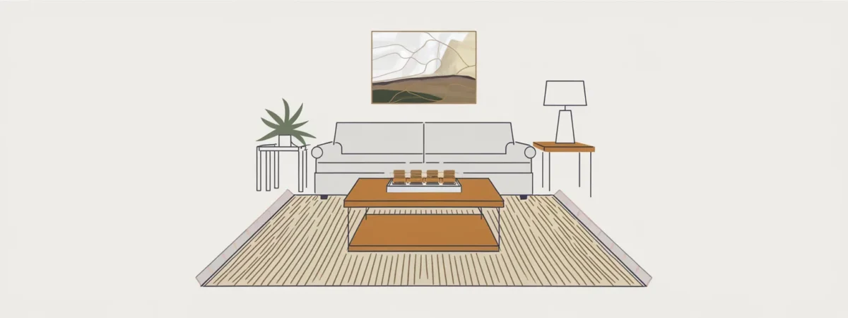Refined rug placement drawing with coffee table 