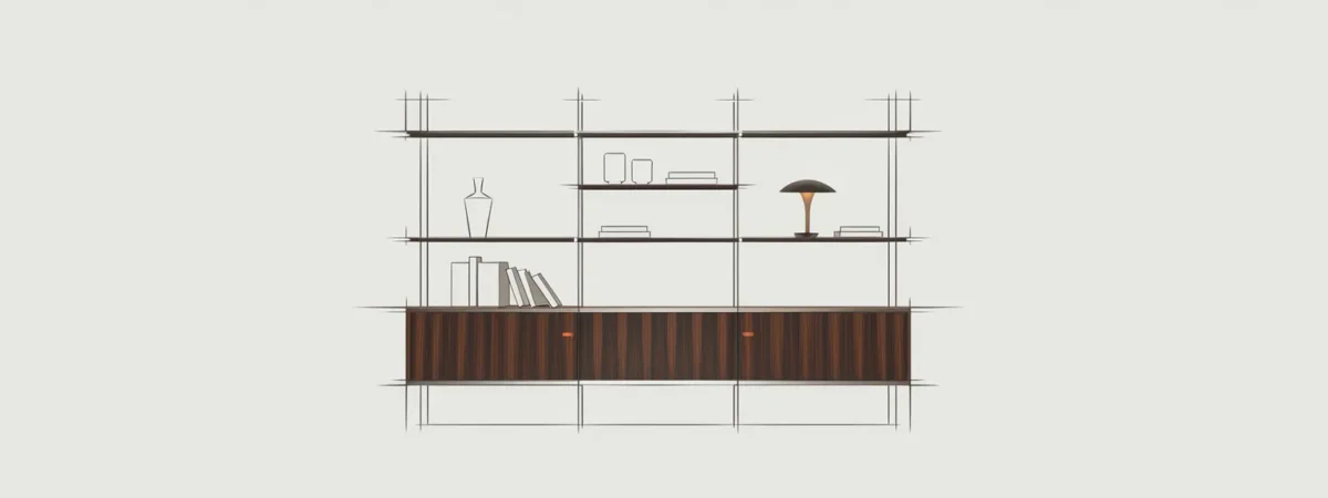 Refined shelving unit drawing with minimal placeholder