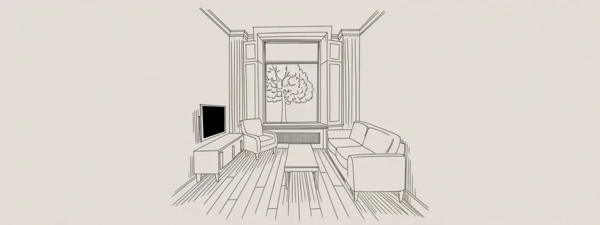 Refined small living room layout sketch