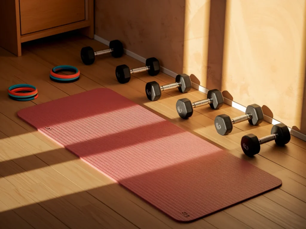 Small home corner mini gym setup