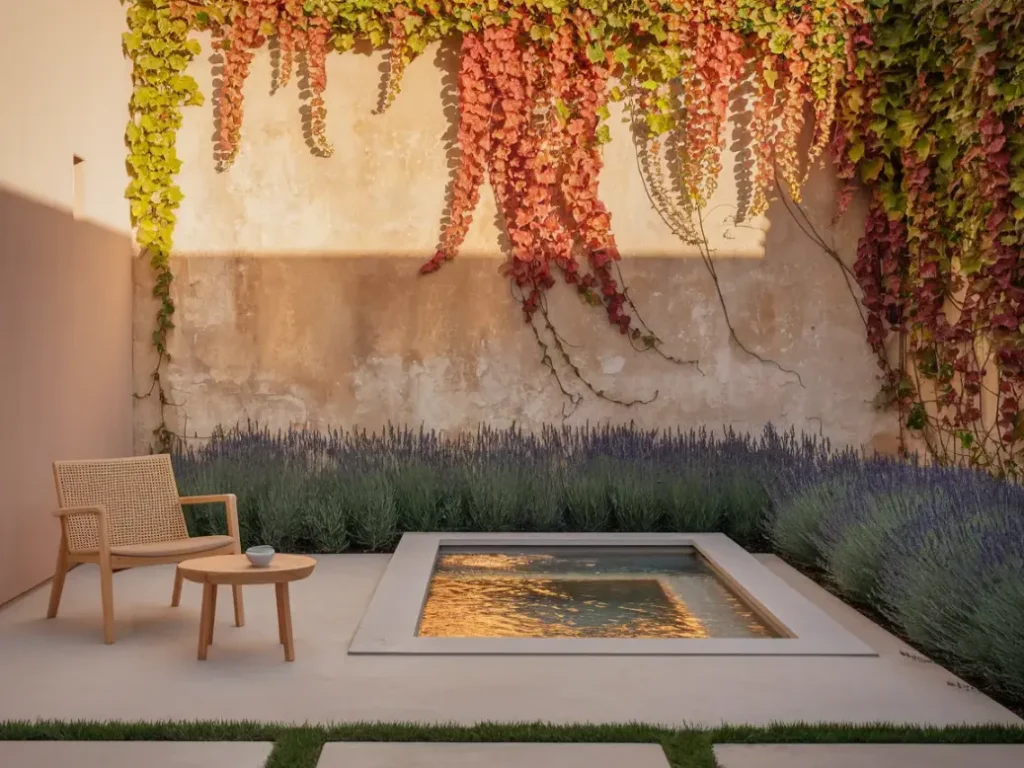 Small patio with compact outdoor Jacuzzi