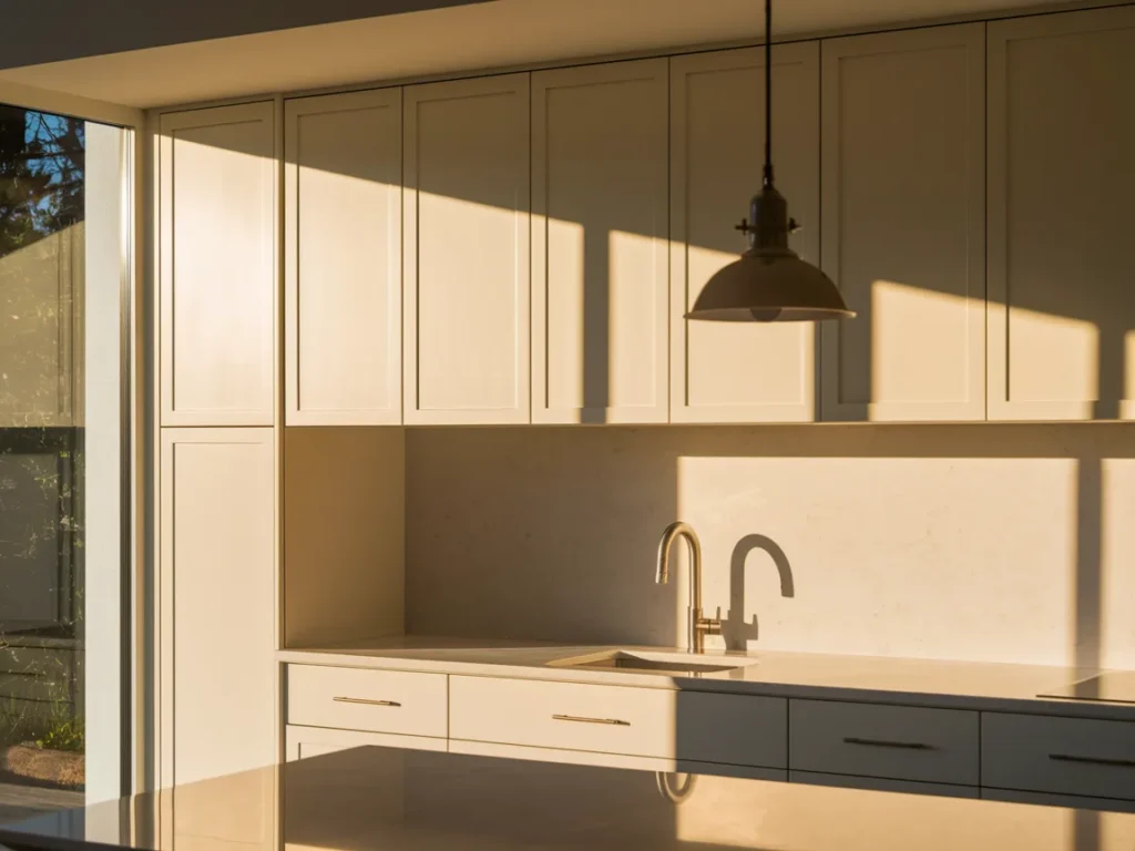 Small remodeled kitchen with slim shaker cabinets