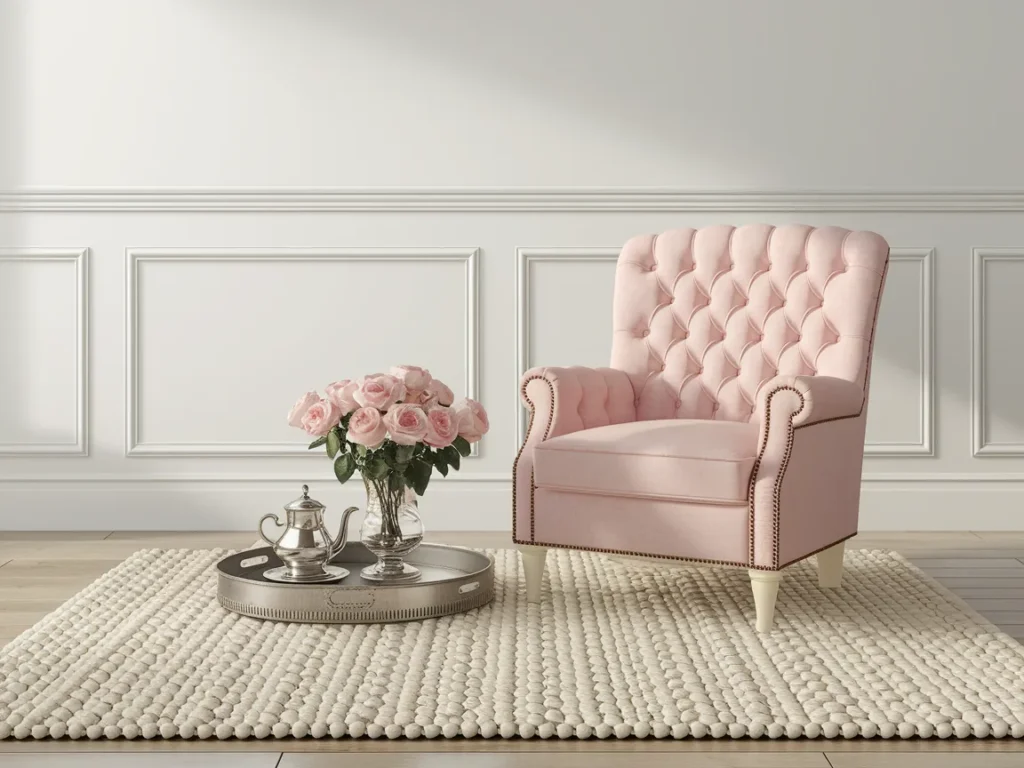 Solid creamy ivory wool rug with subtle hand-knotted