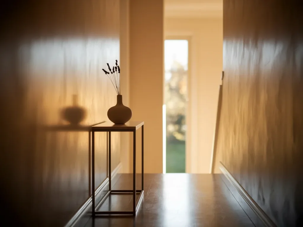 Upstairs hallway with slim console table